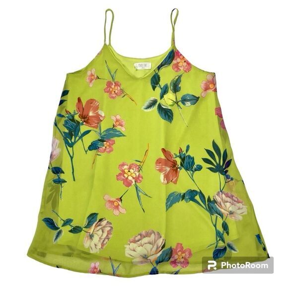 Peach Love California Dress Womens Size Small Green Floral Spaghetti Summer Mini - Picture 2 of 10